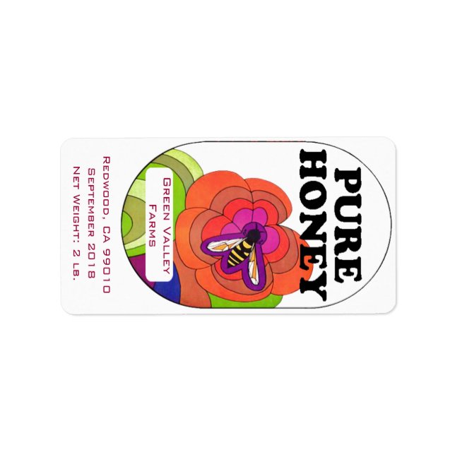 Étiquette Pop Art Pure Honey 2 lb. Jar de miel doré (Devant)