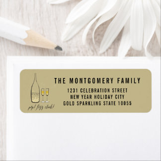 Étiquette Pop Fizz Clink Style Gold Champagne Adresse Chic