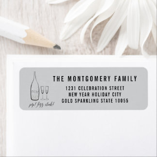Étiquette Pop Fizz Clink Style Silver Champagne Adresse