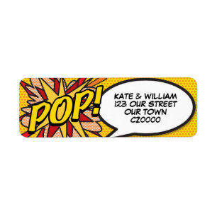 Étiquette POP Fun Retro Comic Book Pop Art Adresse