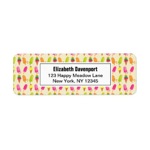 Étiquette Popsicles et crème glacée Motif d'été coloré