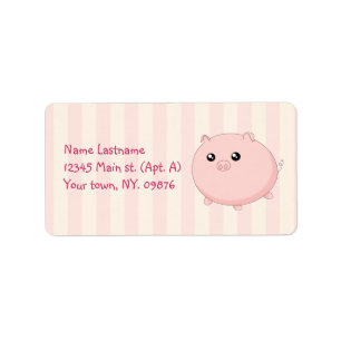 Étiquette Porc rose potelé mignon de Kawaii