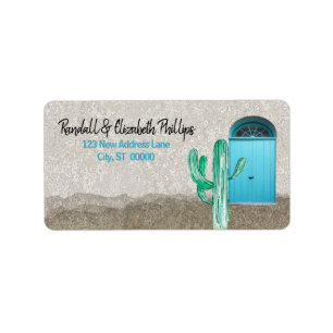 Étiquette Portes bleues de style sud-ouest Saguaro Cactus