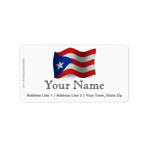 Étiquette Porto Rico ondulant le drapeau