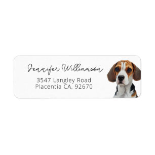 Étiquette Portrait Beagle mignon Adresse de retour simple