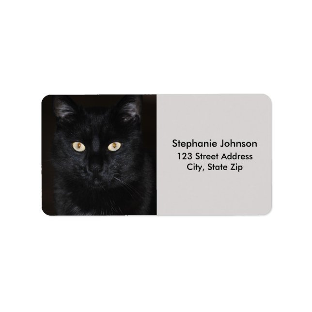 Étiquette Portrait de chat noir (Devant)