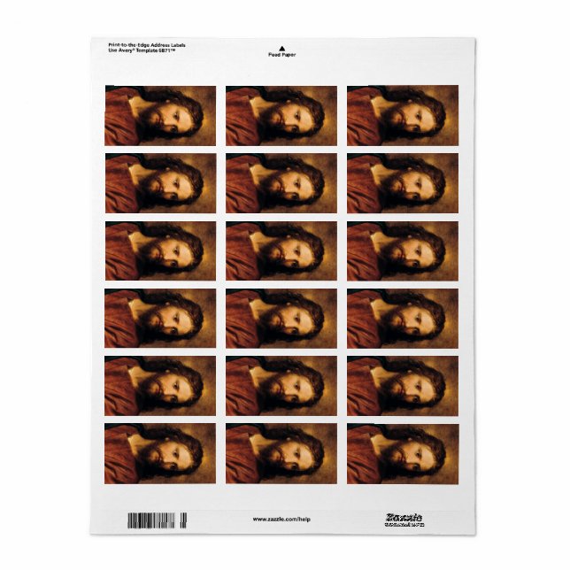 Étiquette Portrait du Christ par Heinrich Hofmann (Feuille entière)