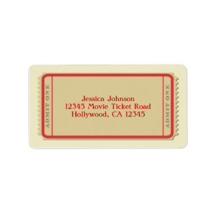 Étiquette postale de billet de film
