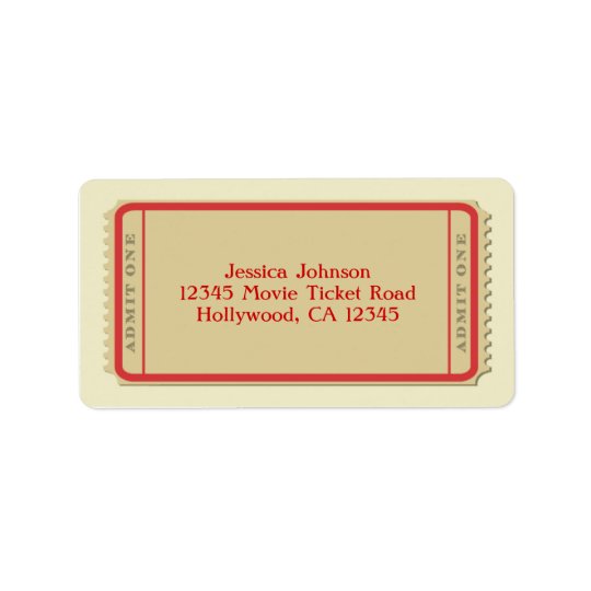 Étiquette postale de billet de film