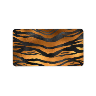 Étiquette Poster de animal de rayures de tigre Brown noir gl