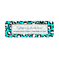 Poster de animal moderne Cyan Blue Leopard