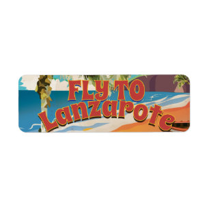 Étiquette Poster vintage pour aller à Lanzarote