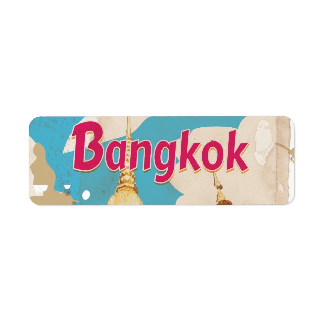 Étiquette Poster Vintage voyage de Bangkok (Devant)