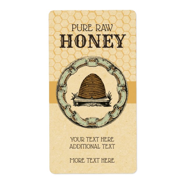 Étiquette Pot à miel en ruche d'abeilles vintage (Devant)
