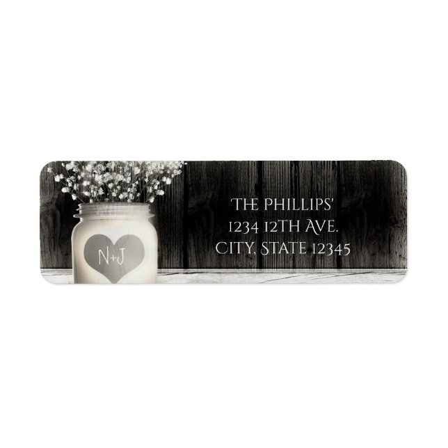 Étiquette Pot de fleurs en forme de coeur et mariage rustiqu (Devant)