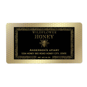Étiquette pot de miel d'abeille rustique vintage