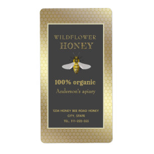 Étiquette pot de miel d'abeille rustique vintage
