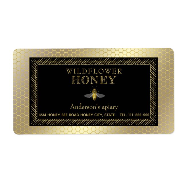 Étiquette pot de miel d'abeille rustique vintage (Devant)