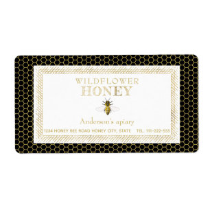 Étiquette pot de miel d'abeille rustique vintage
