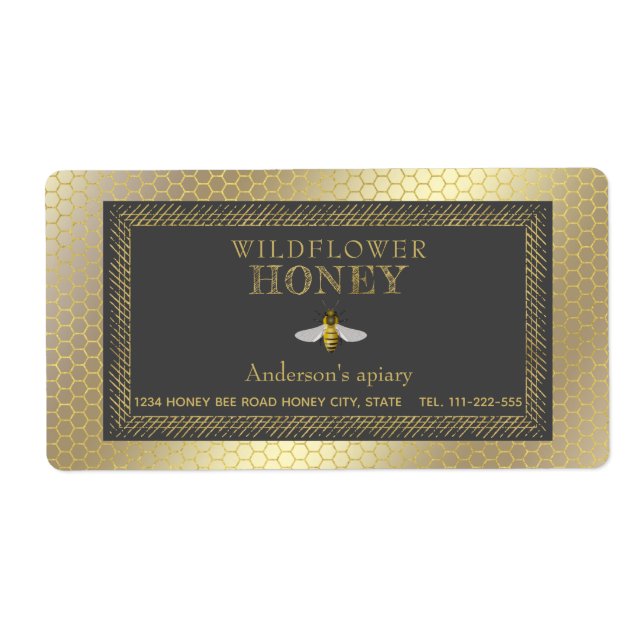 Étiquette pot de miel d'abeille rustique vintage (Devant)