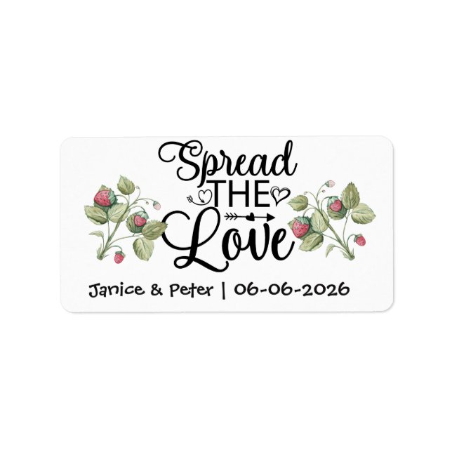 Étiquette Pots de confiture Mariage Favors Spread the Love (Devant)