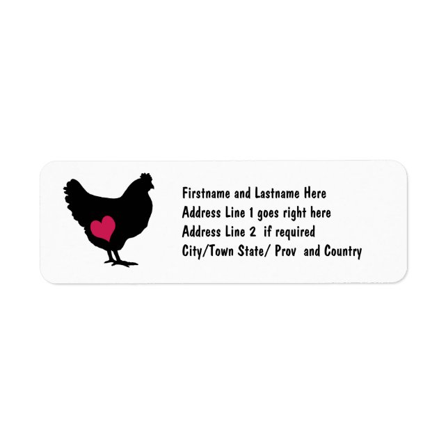 Étiquette Poulet mignon au coeur rose (Devant)