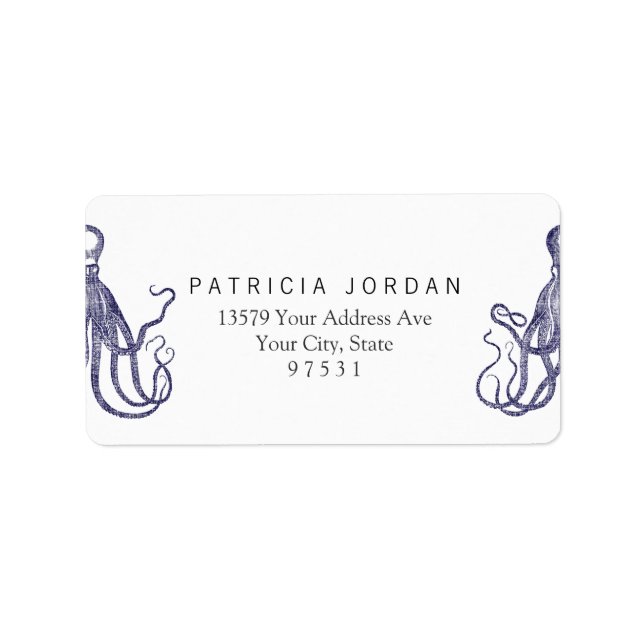 Étiquette Poulpe Texturé Vintage (Devant)