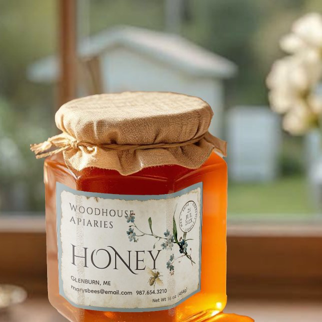 Étiquette Pour Bocaux Abandonnez-moi le cachet postal du miel d'abeilles (Créateur téléchargé)