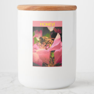 Étiquette Pour Bocaux Abeille de miel sur la fleur de Crabapple