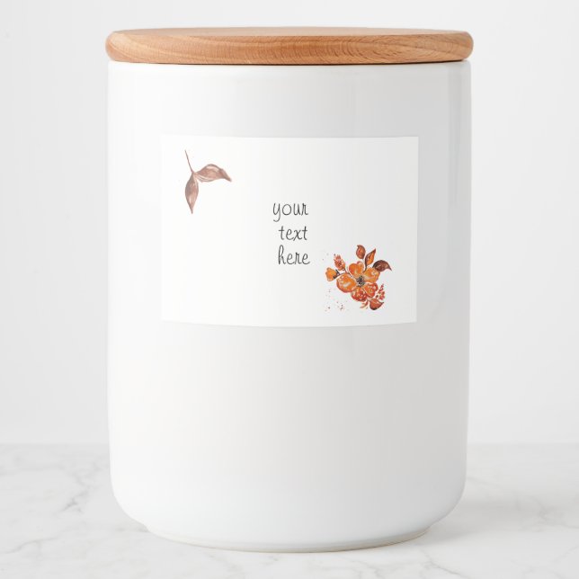 Étiquette Pour Bocaux Aquarelle Orange Floral (Devant)