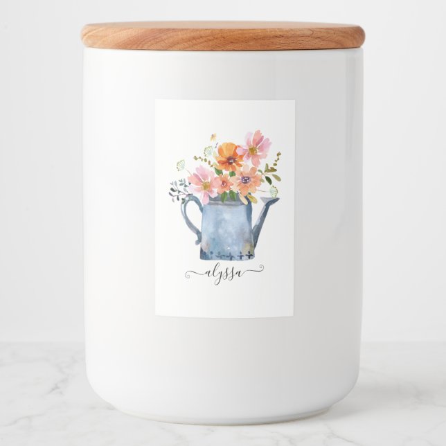 Étiquette Pour Bocaux Aquarelle peinte à la main Floral (Devant)