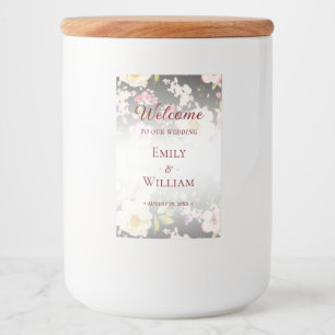 Étiquette Pour Bocaux Aquarelle rose Roses jaunes, noir flou, Mariage