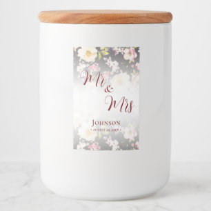 Étiquette Pour Bocaux Aquarelle rose Roses jaunes, noir flou, Mariage