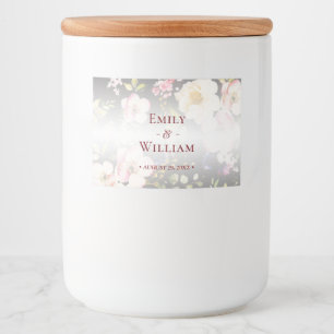 Étiquette Pour Bocaux Aquarelle rose Roses jaunes, noir flou, Mariage