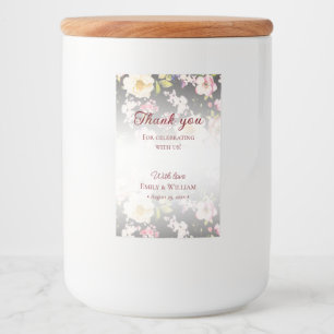 Étiquette Pour Bocaux Aquarelle rose Roses jaunes, noir flou, Mariage