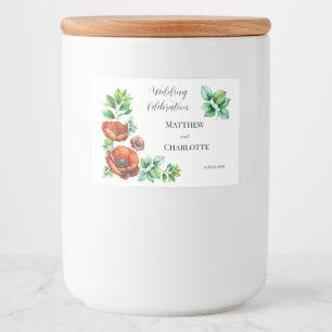 Étiquette Pour Bocaux Aquarelle Sublime Rouge Poppies en style Vintage