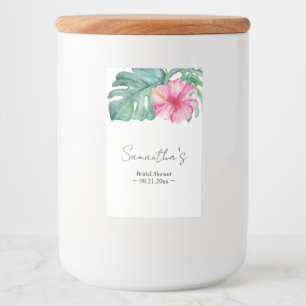 Étiquette Pour Bocaux Aquarelle tropicale Thème Hibiscus rose