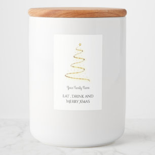 Étiquette Pour Bocaux Arbre moderne de Noël en or - boire un verre