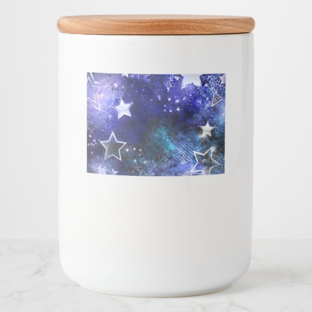 Étiquette Pour Bocaux Arrière - plan spatial avec étoiles (Devant)