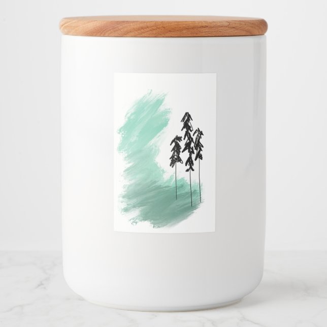 Étiquette Pour Bocaux art de l'arbre vert scandinave simple moderne ment (Devant)