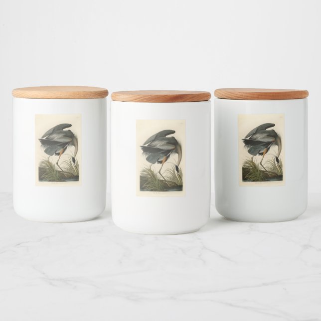 Étiquette Pour Bocaux Audubon Great Blue Heron Marsh Bird (Bouteilles)