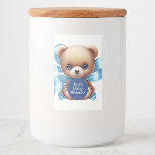 Étiquette Pour Bocaux Baby shower Bleu Teddy Bear
