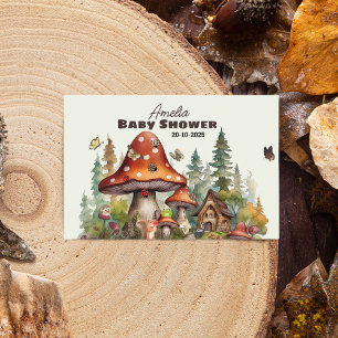 Étiquette Pour Bocaux Baby shower de champignons de forêt rustique autom