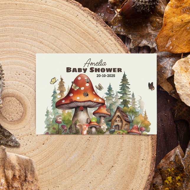 Étiquette Pour Bocaux Baby shower de champignons de forêt rustique autom ( Rustic Woodland Mushroom Baby Shower Food Labels! Featuring adorable watercolor mushrooms, forest )