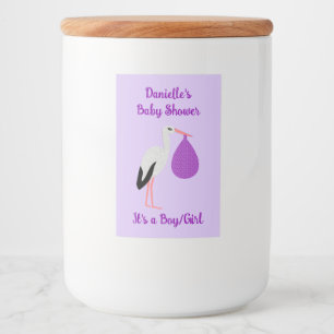 Étiquette Pour Bocaux Bain de bébé cigogne bébé de genre neutre Violet