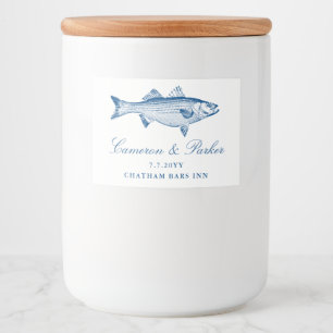 Étiquette Pour Bocaux Bar rayé Poisson bleu marine Cadeau de mariage Nou