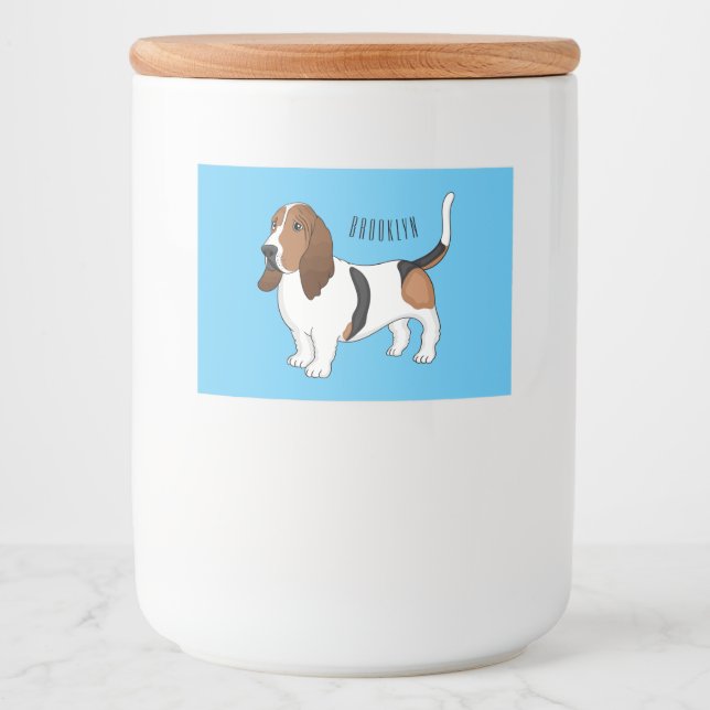 Étiquette Pour Bocaux Basset hound dessin de chien (Devant)
