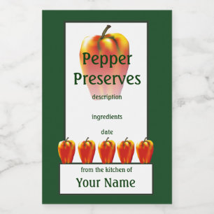 Étiquette Pour Bocaux Bell Pepper Préserve Orange 2x3