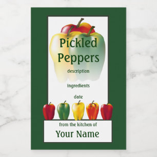 Étiquette Pour Bocaux Bell Peppers Green 2 x 3