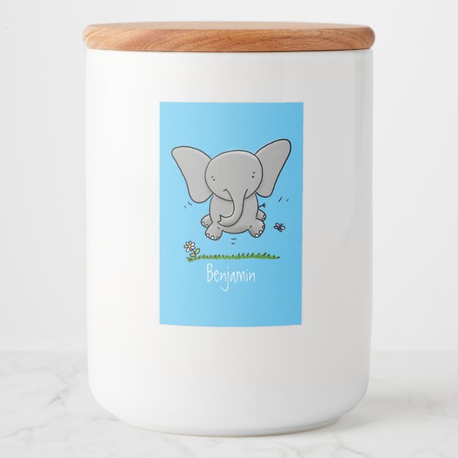 Étiquette Pour Bocaux Belle adorable dessin d'éléphant bébé (Devant)